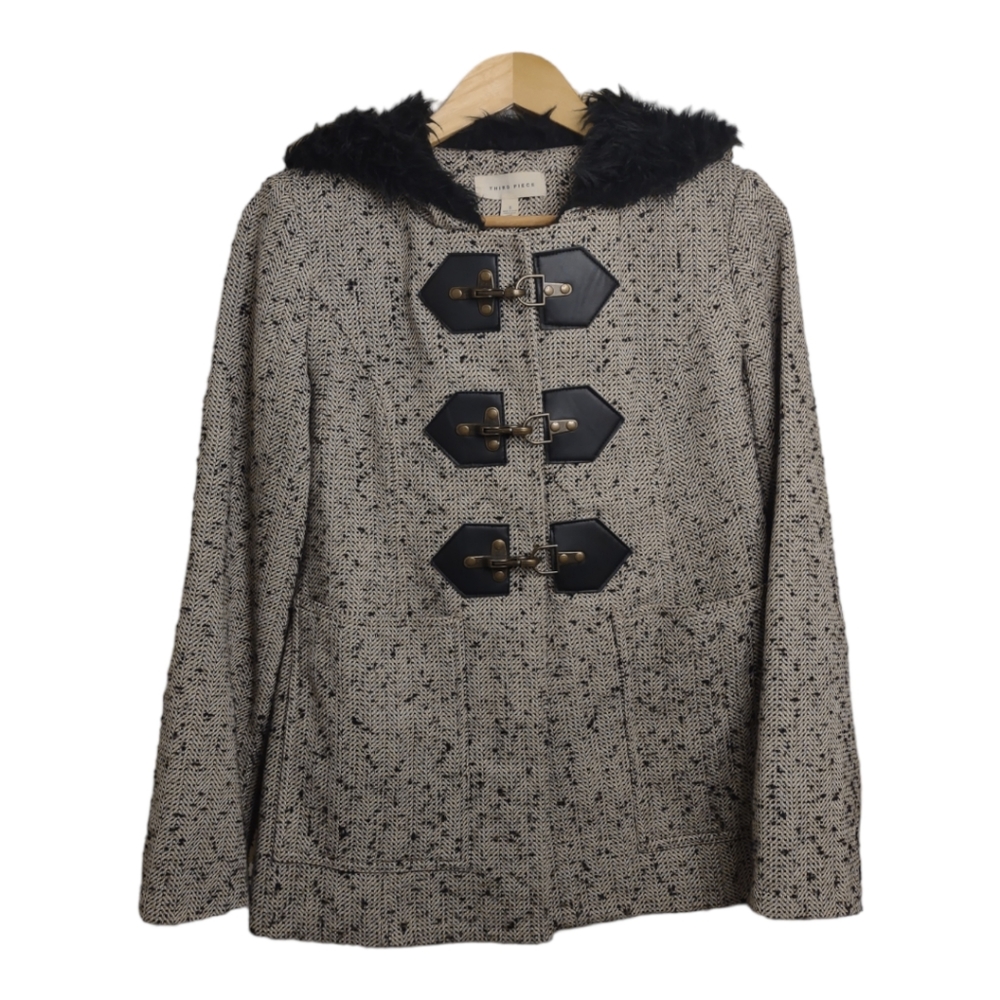 Anthropologie "Third Piece" Black & White Pea coat, EUC